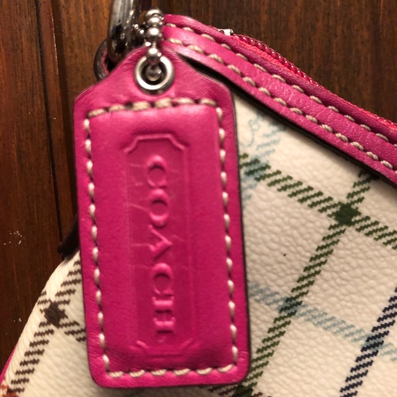 COACH Tattersal Pink & White Leather Crossbody Bag - Picture 7 of 8